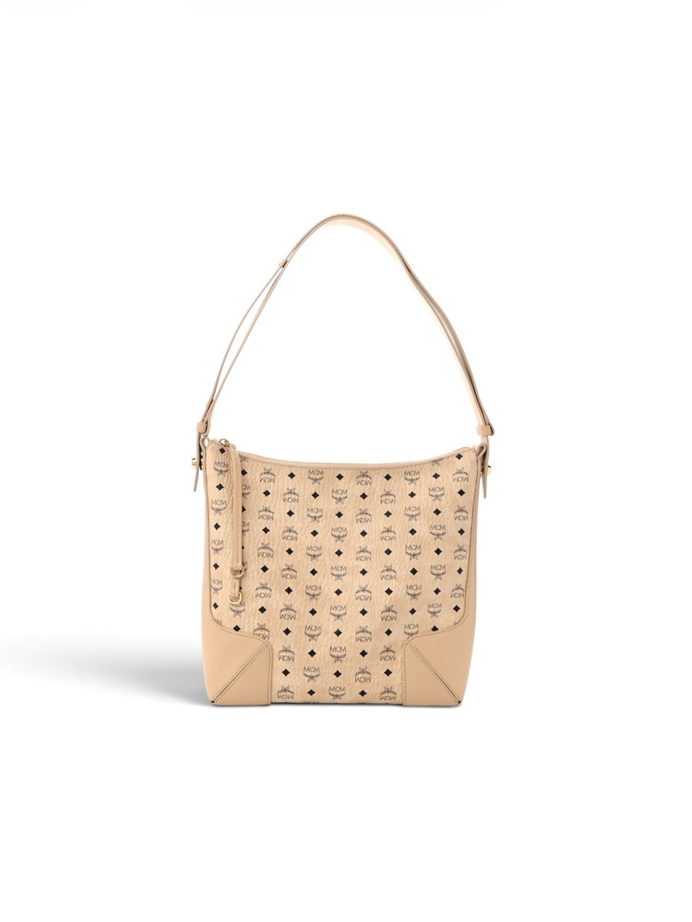 MCM Aren Visetos Medium Klara Hobo Bag Beige
